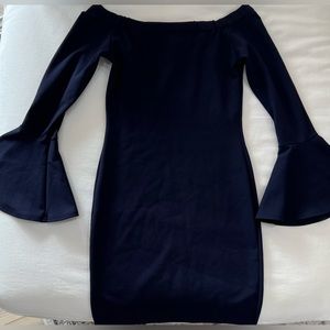Sugar+Lips Navy Bell Sleeve Formal Dress